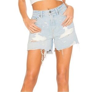GRLFRND Jourdana Jean Short Distressed Why Me Light Wash Sz 28 NEW